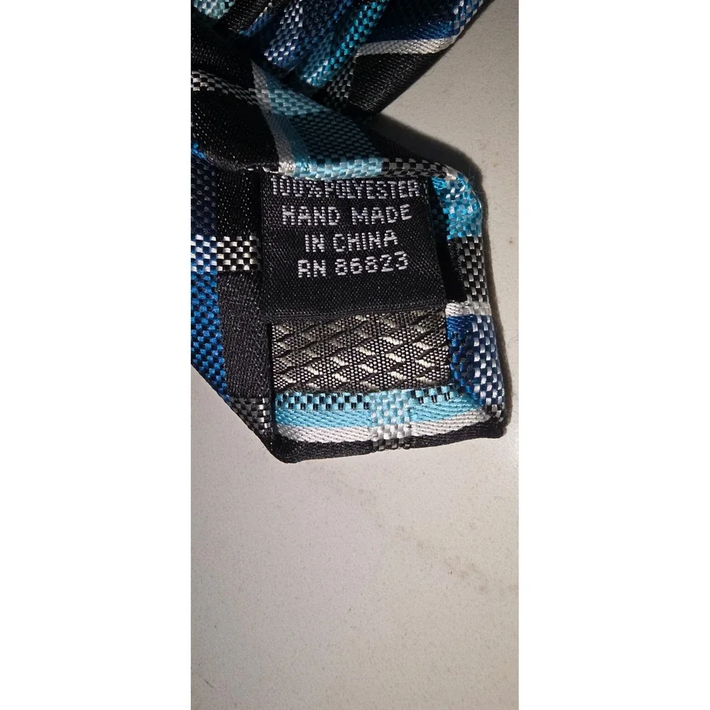 Colours Alexander Julian Mens Blue Black Plaid Diagonal Stripe Hand Made Tie